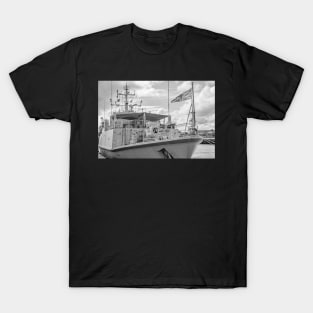 Front end of Navy war ship moored in Great Yarmouth docks T-Shirt